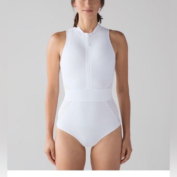 Lululemon Wild Abandon One Piece Swimsuit – White Zipper – Size 8 - Picture 5 of 10